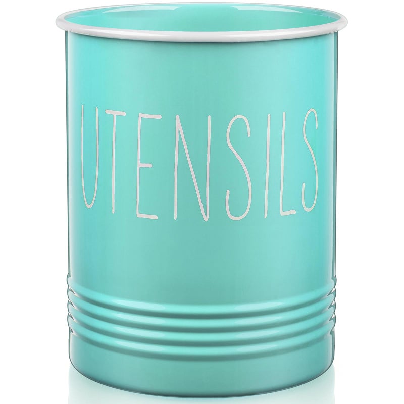 Bivvclaz Teal Kitchen Utensil Holder 67 Utensil Holder for Kitchen Counter Cooking Utensil Crock with Cork Bottom Turquoise Decor and Accessories Countertop Utensil Storage Caddy Organizer
