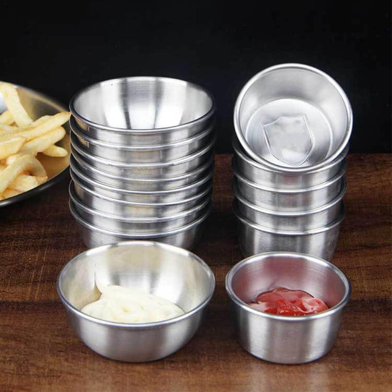 Stainless Steel Sauce Cups 4pcs Set, Kitchen Sauce Holder and Dipping Bowls for Condiments and Vegetable Salad Dressing, Reusable Seasoning Containers for Home and Restaurant Use - Image 4
