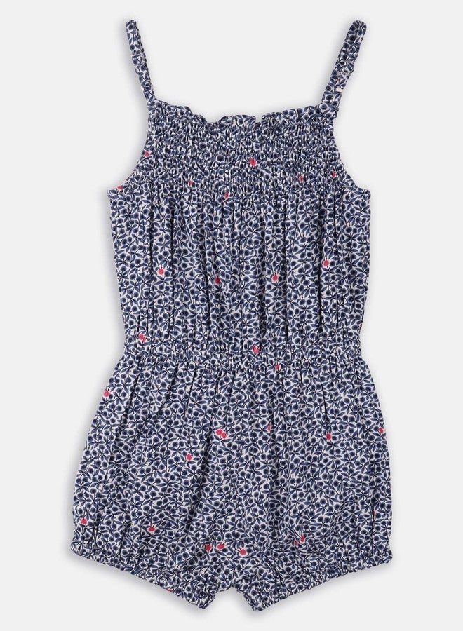 Nautinati Nauti nati Baby Viscose Girls Blue White Printed Playsuit Above The Knee Casual Dress (NN301-069 12-18M) - Image 2