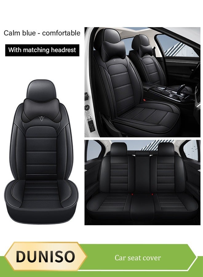 DUNISO Car Seat Cover, Universal Fully Wrapped Seat Cushion, Artificial Leather Car Backrest Seat Cover, Equipped With Headrest, Wear Resistant And Anti Slip, Suitable For All Seasons, Suitable For Most Car Seats - Image 1