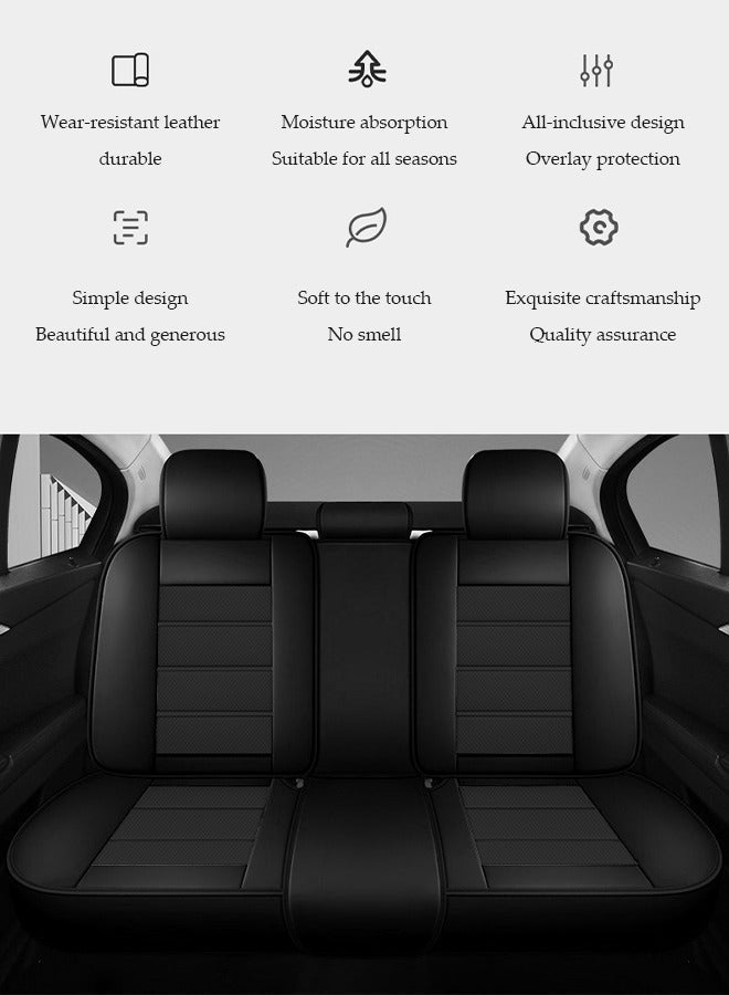 DUNISO Car Seat Cover, Universal Fully Wrapped Seat Cushion, Artificial Leather Car Backrest Seat Cover, Equipped With Headrest, Wear Resistant And Anti Slip, Suitable For All Seasons, Suitable For Most Car Seats - Image 3