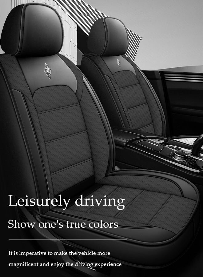 DUNISO Car Seat Cover, Universal Fully Wrapped Seat Cushion, Artificial Leather Car Backrest Seat Cover, Equipped With Headrest, Wear Resistant And Anti Slip, Suitable For All Seasons, Suitable For Most Car Seats - Image 2