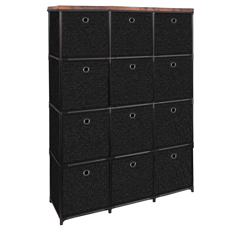VASICAR Storage Tower Unit with 12 Drawers, Vintage Floral Cube Organizer Shelf, Tall Fabric Dresser for Bedroom, Closet, Nursery, Hallway, Entryway - Image 1