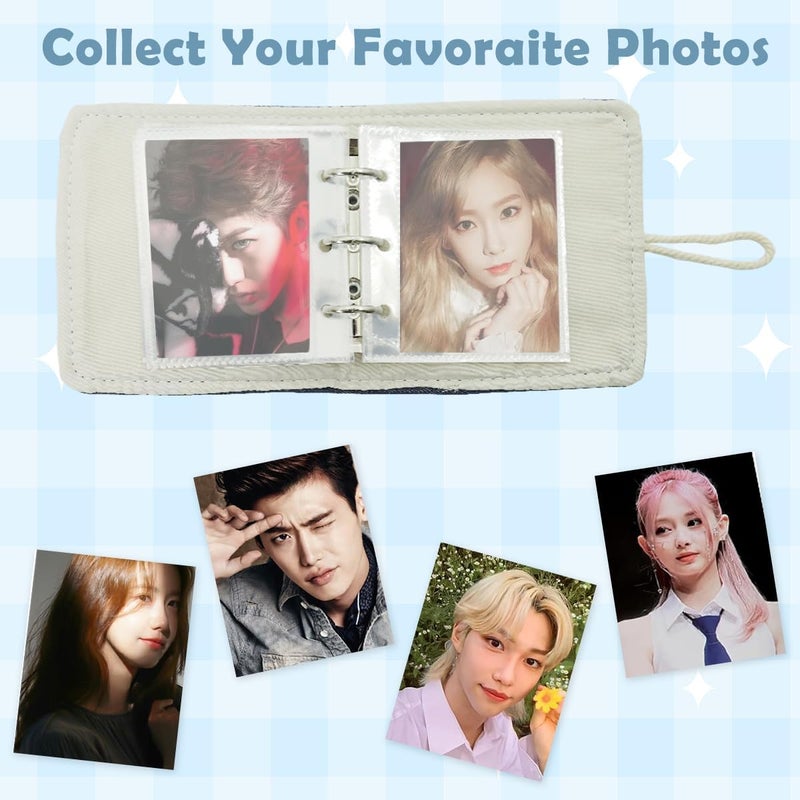 هاسذيب ألبوم صور جيب DIY من ® يتسع لـ 40 صورة، ألبوم صور باتشوورك أنيق مع ملصقات تطريز كرتونية، ألبوم جيب للأفلام المربعة الفورية، ألبوم بطاقات نجوم الكيبوب، ألبوم مجلد للبطاقات - Image 4