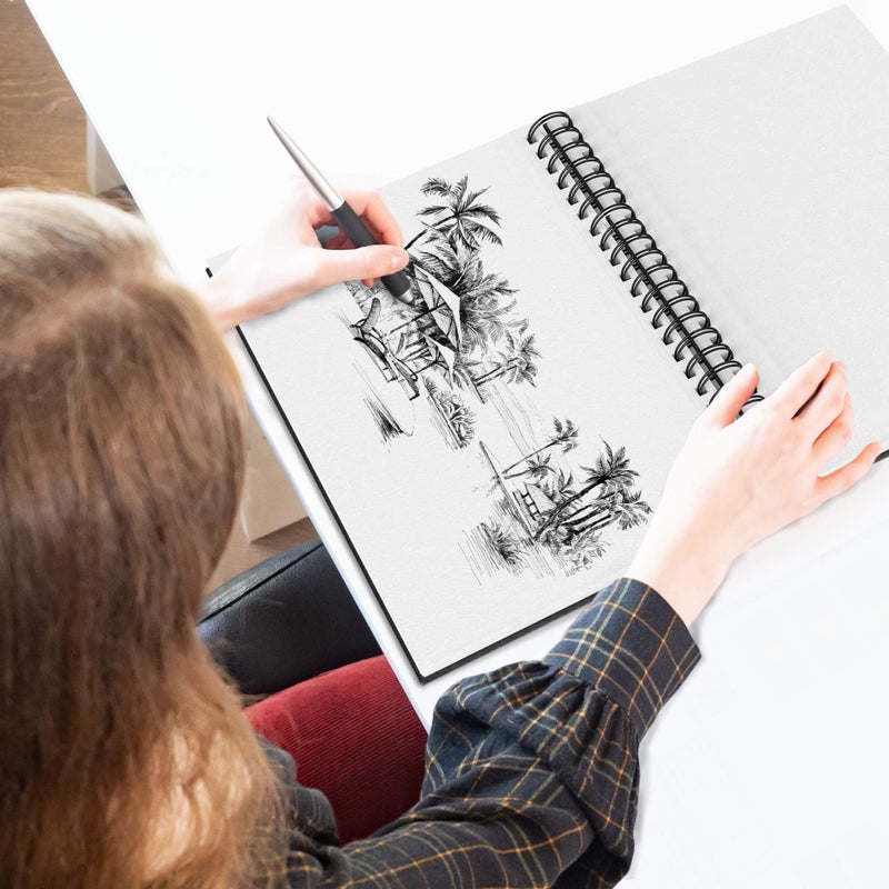 String & Space Artist’s Sketchbook Hardcover – 200GSM Very Thick Paper – Large, Spiral Sketch Book for Drawing and Mixed Media – Sketch Pad, Art Book - 8.25 x 11.4, 40 Sheets / 80 Pages - Image 4