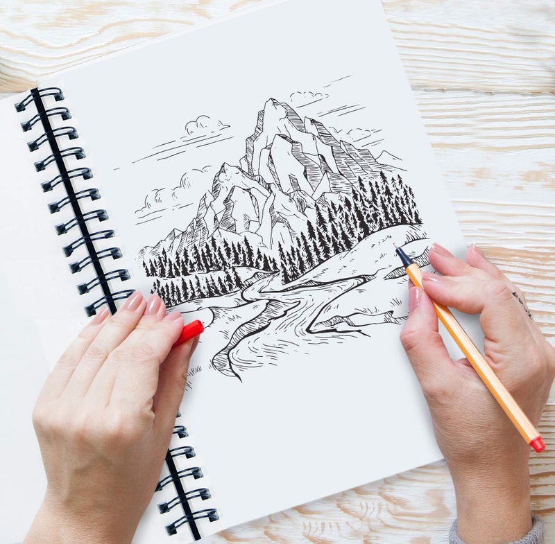 String & Space Artist’s Sketchbook Hardcover – 200GSM Very Thick Paper – Large, Spiral Sketch Book for Drawing and Mixed Media – Sketch Pad, Art Book - 8.25 x 11.4, 40 Sheets / 80 Pages - Image 3