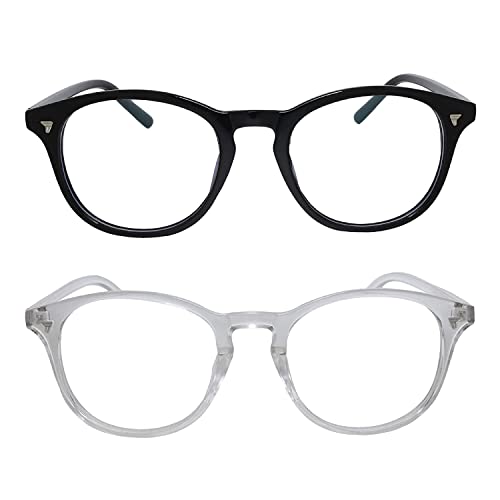 IFLASH Blue Light Blocking Glasses Gaming Filter Transparent Round Eyeglasses for Eye Protection Men Women, Computer/Tablet/Laptop/Mobile/TV, Anti-blue & Anti eyestrain (BLACK & TRANSPARENT) - Image 2
