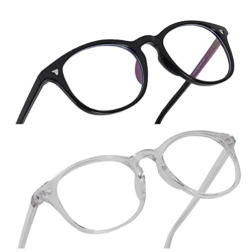 IFLASH Blue Light Blocking Glasses Gaming Filter Transparent Round Eyeglasses for Eye Protection Men Women, Computer/Tablet/Laptop/Mobile/TV, Anti-blue & Anti eyestrain (BLACK & TRANSPARENT) - Image 4