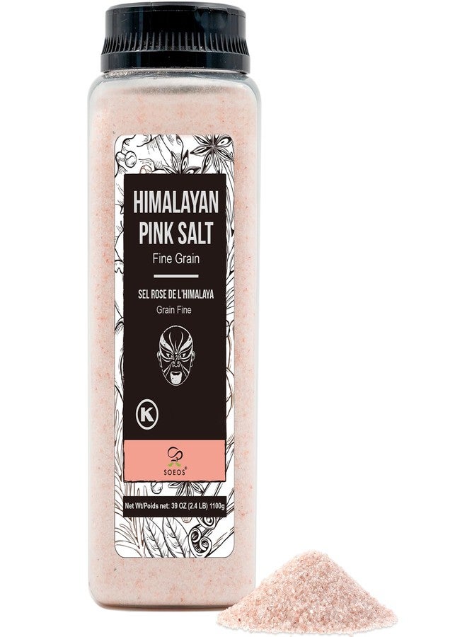Soeos Himalayan Pink Salt, Fine Grain, 39oz (2.4 LB), Non-GMO Himalayan Salt, Kosher Salt, Pink Himalayan Sea Salt - Image 1