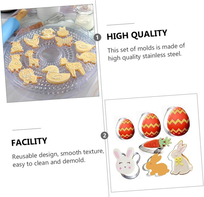 7pcs Stainless Steel Easter Biscuit Mould Set, Cookie Cutters Baking Tools for DIY Fondant and Food Crafting - Image 3