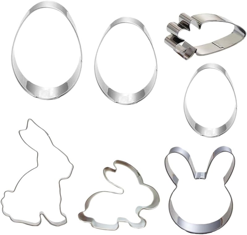 7pcs Stainless Steel Easter Biscuit Mould Set, Cookie Cutters Baking Tools for DIY Fondant and Food Crafting - Image 1