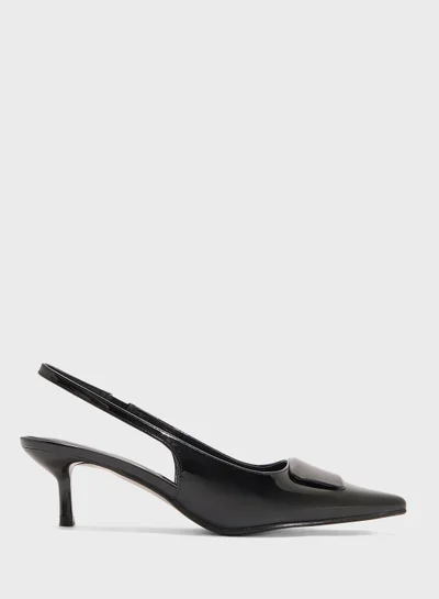 Pink Step Pointed Sling Back Pump