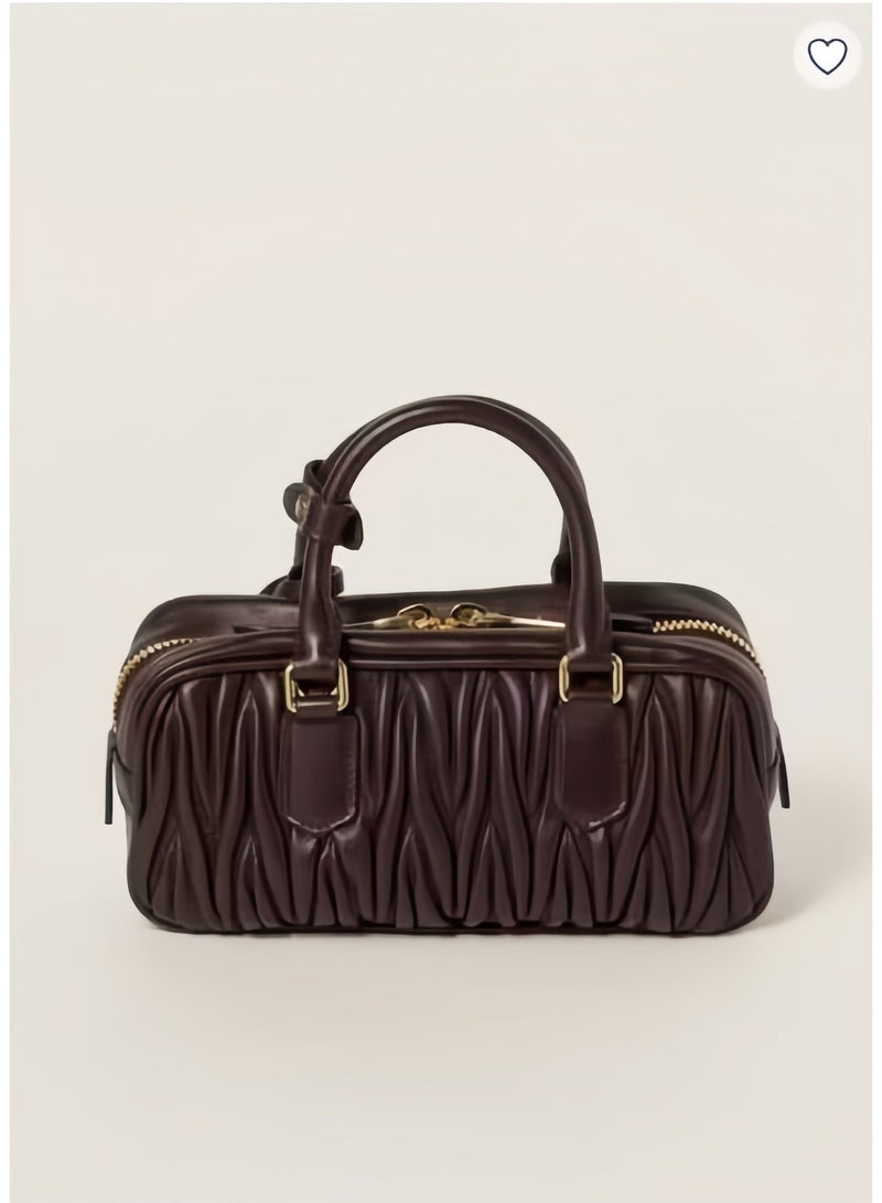 MIU Matelassé Nappa Leather Women's Bag, Women's Tote Bag, Women's Shoulder Bag, Women's Cross body Bag, Women's Handbag, Coffee-Brown - Image 1