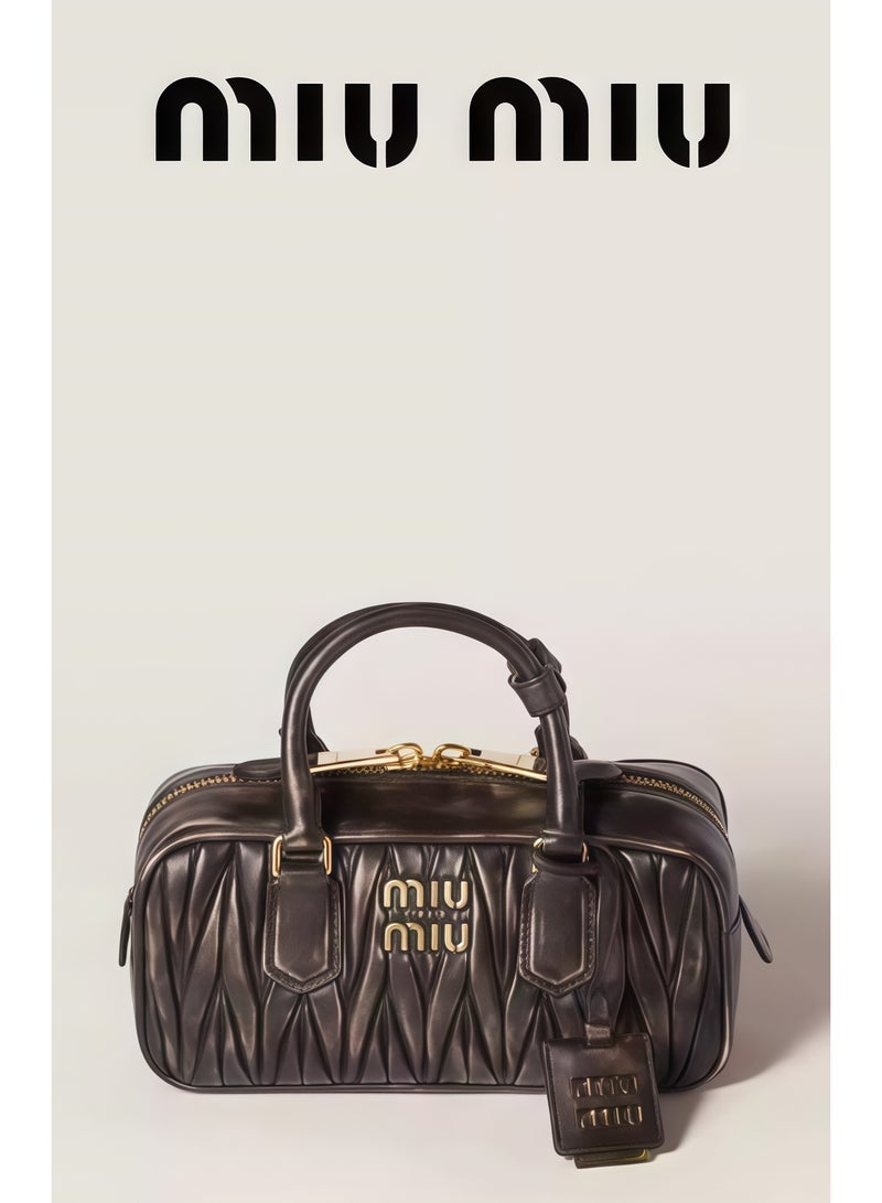 MIU Matelassé Nappa Leather Women's Bag, Women's Tote Bag, Women's Shoulder Bag, Women's Cross body Bag, Women's Handbag, Coffee-Brown - Image 2