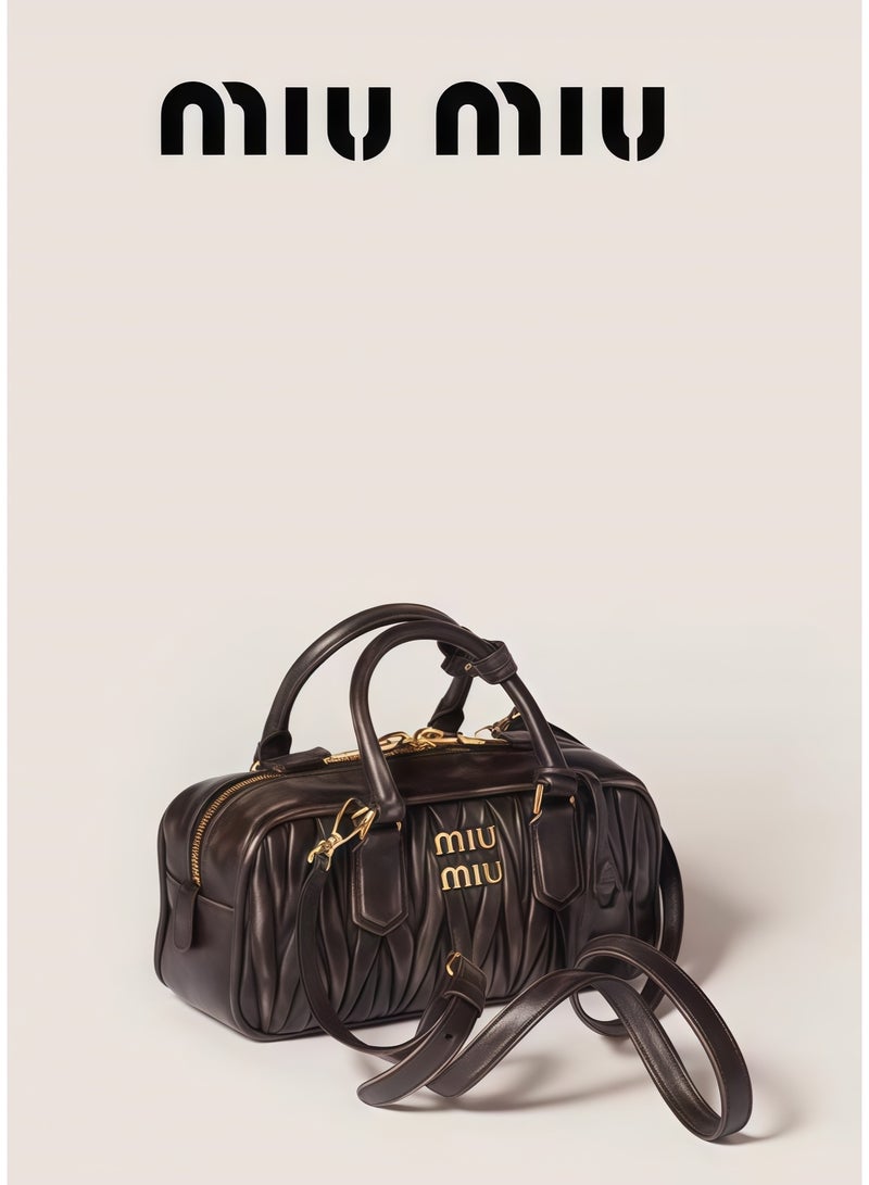 MIU Matelassé Nappa Leather Women's Bag, Women's Tote Bag, Women's Shoulder Bag, Women's Cross body Bag, Women's Handbag, Coffee-Brown - Image 3