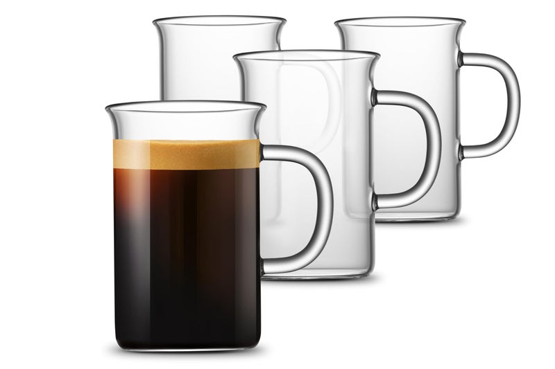 LUXU Glass Coffee Tea Cups(Set of 4)-13 oz,Clear Glass Mugs,Tall Drinking Glasses for Cappuccino,Latte,Espresso,Lead-free Drinking Glasses Great for Juice,Water,Beer,Milk Hot And Cold Drinks - Image 1
