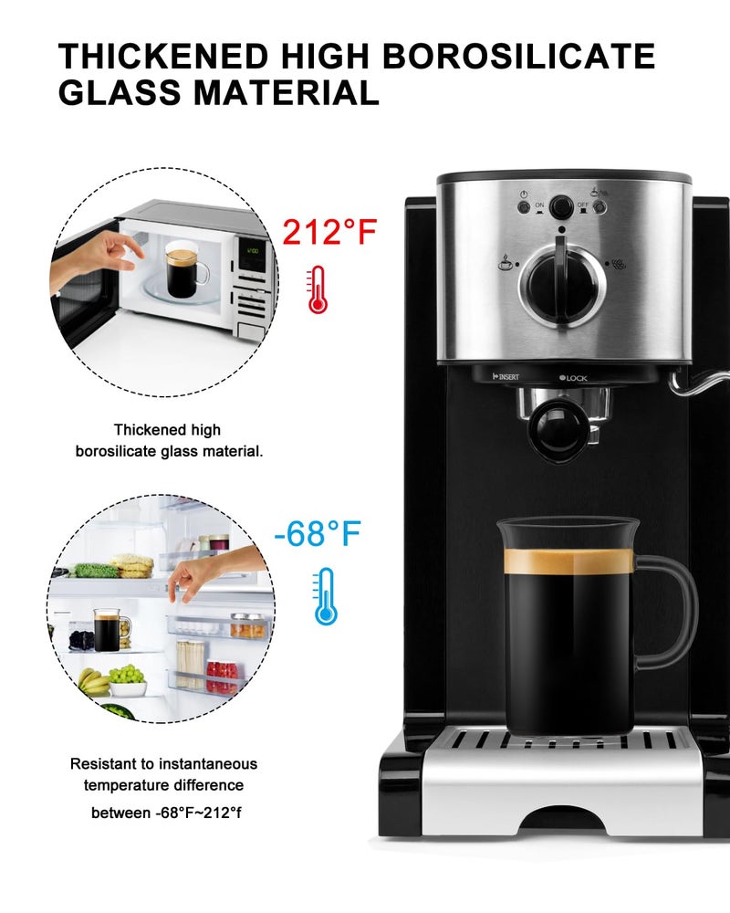 LUXU Glass Coffee Tea Cups(Set of 4)-13 oz,Clear Glass Mugs,Tall Drinking Glasses for Cappuccino,Latte,Espresso,Lead-free Drinking Glasses Great for Juice,Water,Beer,Milk Hot And Cold Drinks - Image 3