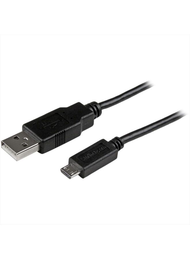 Startech.com 6 ft Mobile Charge Sync USB to Slim Micro USB Cable - Phones & Tablets - A to Micro B M/M - Thin Micro USB Charging Cable (USBAUB6BK) - Image 1