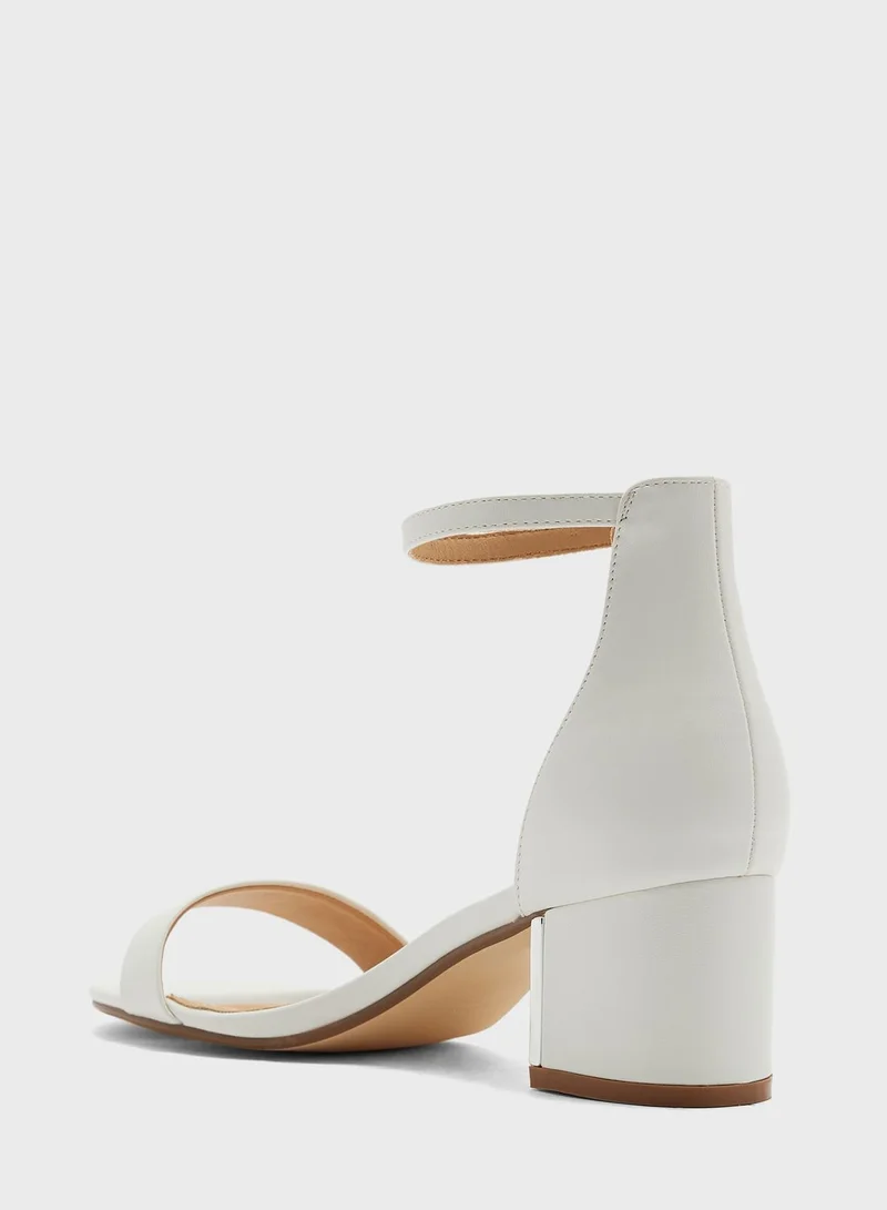 Truffle Mid Block Heel Ankle Strap Sandal