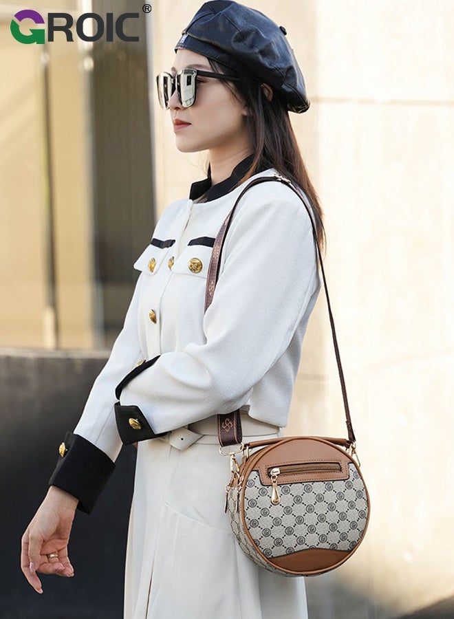 GROIC Leather Crossbody Bags for Women,Circle Cross Body Shoulder Bag Purses Handbags with Adjustable Straps,Purse for Women - Image 5