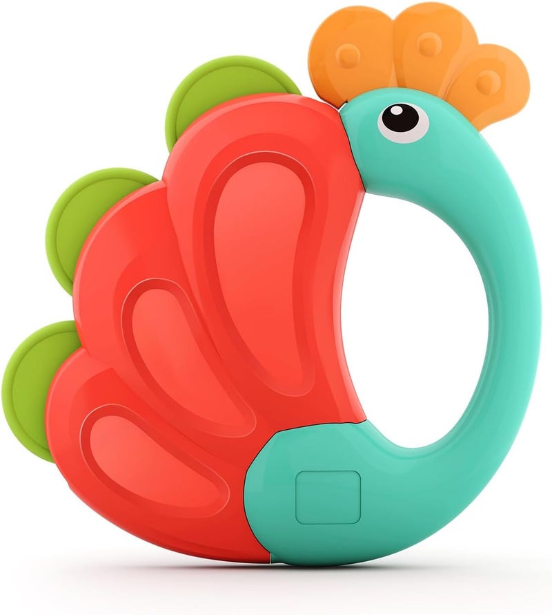 Hola Peacock Orchestra Rattle Baby Activity Toy, Easy to Grasp, Fine Motor Skills, Bright Colors, Sensory Toys, Baby Toys,Baby Rattle, Animal Rattle 3M+ - Image 1