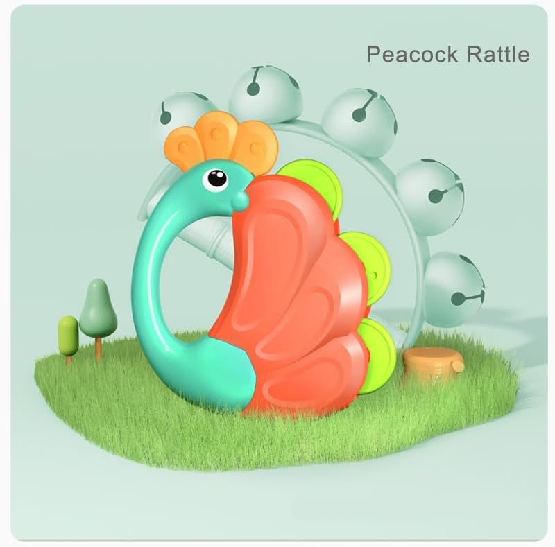 Hola Peacock Orchestra Rattle Baby Activity Toy, Easy to Grasp, Fine Motor Skills, Bright Colors, Sensory Toys, Baby Toys,Baby Rattle, Animal Rattle 3M+ - Image 4