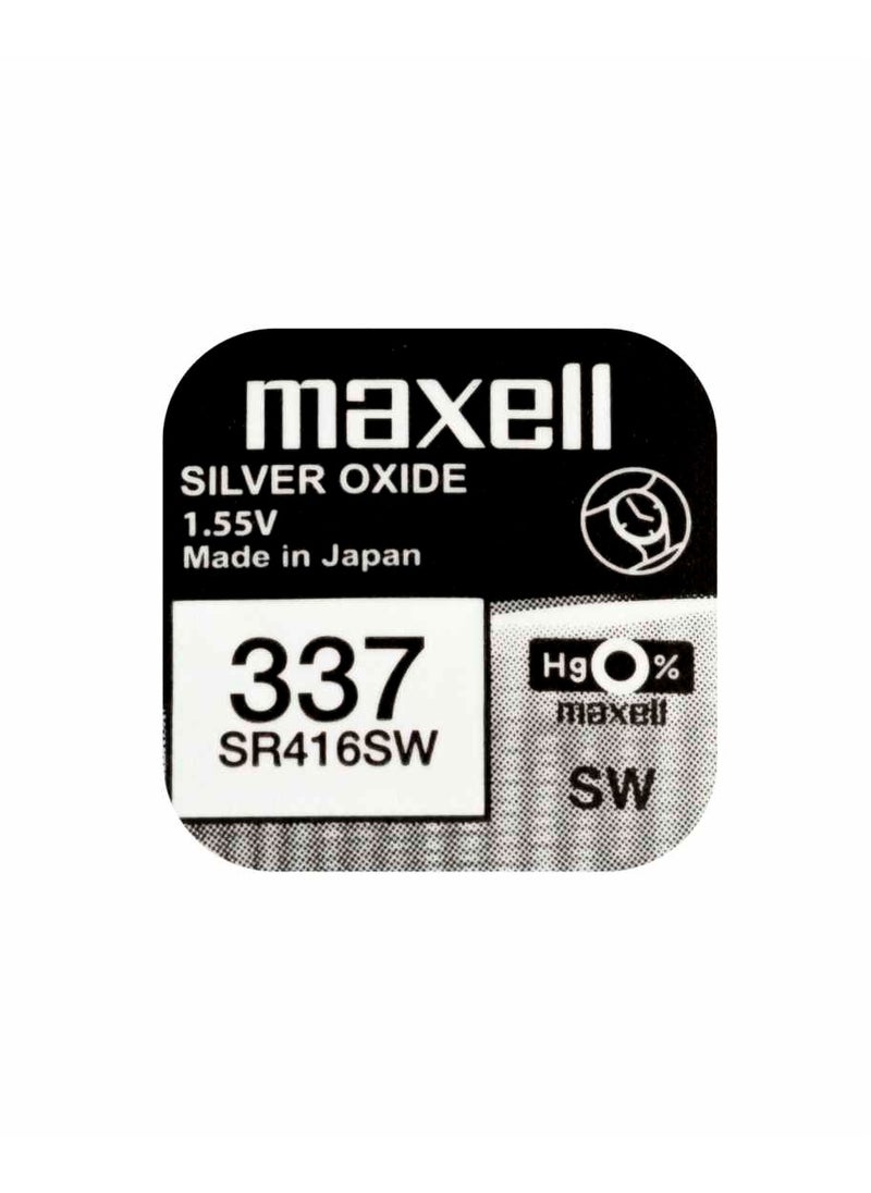 ماكسل 10-Pieces Maxell 337 / SR416SW 1.55V Silver Oxide Hg0% Zero Mercury Batteries  - Image 2