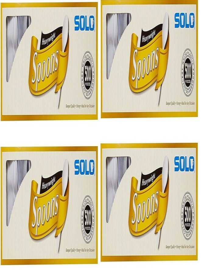 Solo White Heavyweight Spoons, 500 Count (4 Pack)
