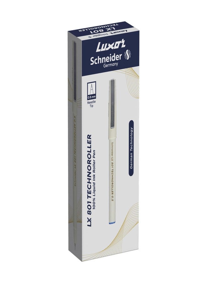Luxor Schneider LX 801 Technoroller Roller Pen, 0.5 mm Needle Tip, 12 Units Pack, Ink Colour - Black, 100% Liquid Ink, German Technology - Image 1