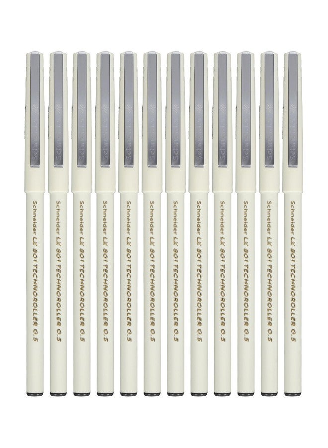 Luxor Schneider LX 801 Technoroller Roller Pen, 0.5 mm Needle Tip, 12 Units Pack, Ink Colour - Black, 100% Liquid Ink, German Technology - Image 2