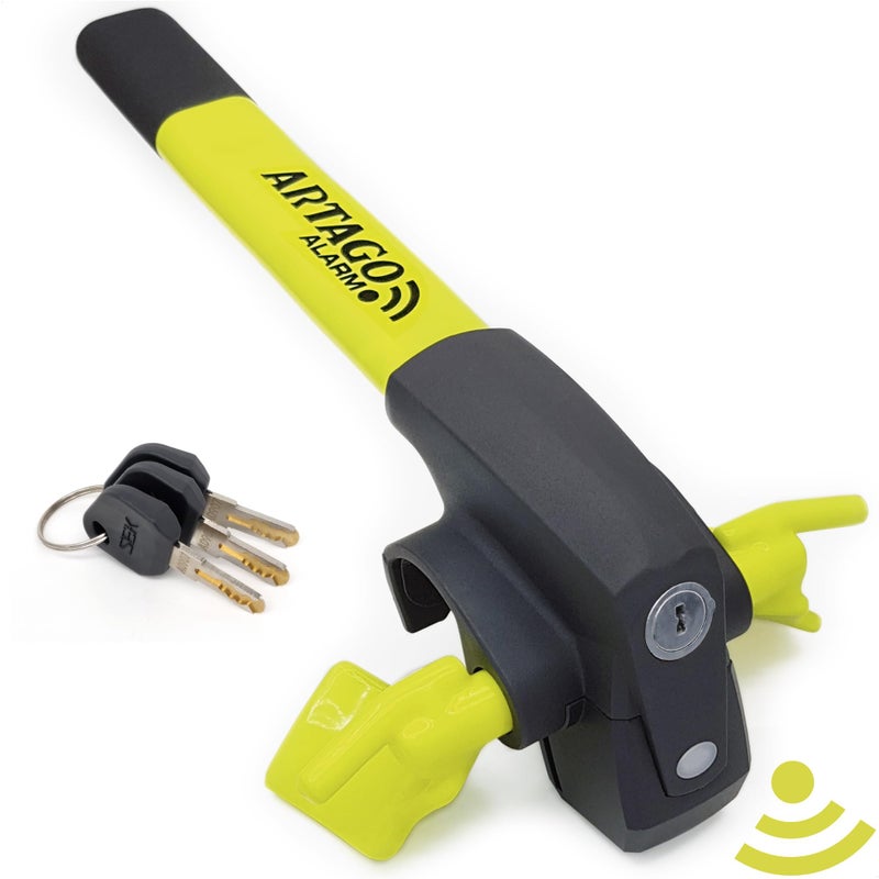 ARTAGO 870 High-End Steering Wheel Lock 2in1 | Smart Alarm, 120dB, Theft Attempt Warning, Night LED Alert | More Secure & Deterrent Around a Spoke, Best Anti-Theft Device for Car SUV Pickup-Truck Van - Image 1