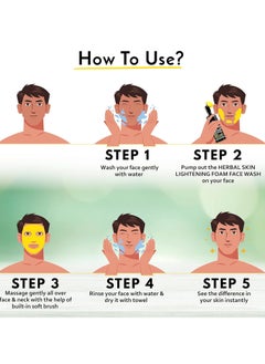 MUUCHSTAC Herbal Skin Lightening Haldi Enriched Yellow Foam Face Wash For Men, With Haldi(Turmeric) & Aloe Vera Extracts For Skin Brightening And Nourishment-100 ML  - Image 5