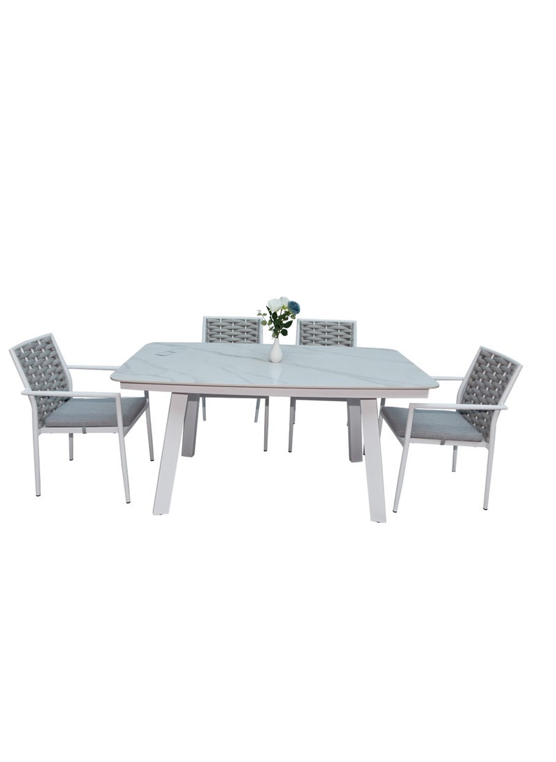 Swin Furniture Swin Wonderful Aluminum Frame 6-Seater Outdoor Dining Set with Cushions for Garden and Patio, Light Gray  - Image 3