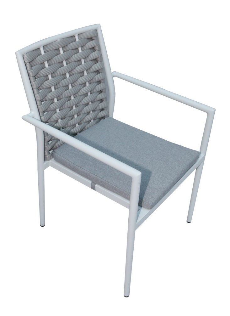 Swin Furniture Swin Wonderful Aluminum Frame 6-Seater Outdoor Dining Set with Cushions for Garden and Patio, Light Gray  - Image 4