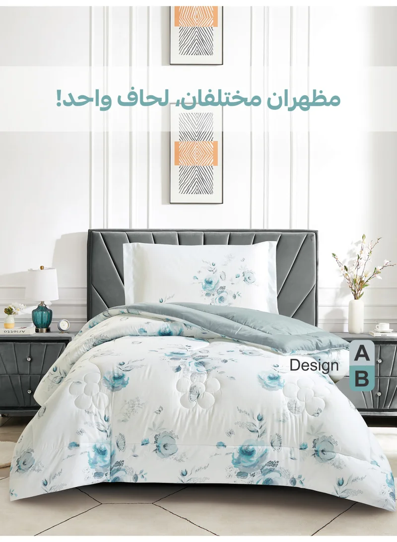 Donetella Bedding Comforter Set, twin Size 170x230 cm - 2-Pcs Digital Print Quilted Bed Set, Microfiber Fabric - 1 Comforter, 1 Pillow Shams.