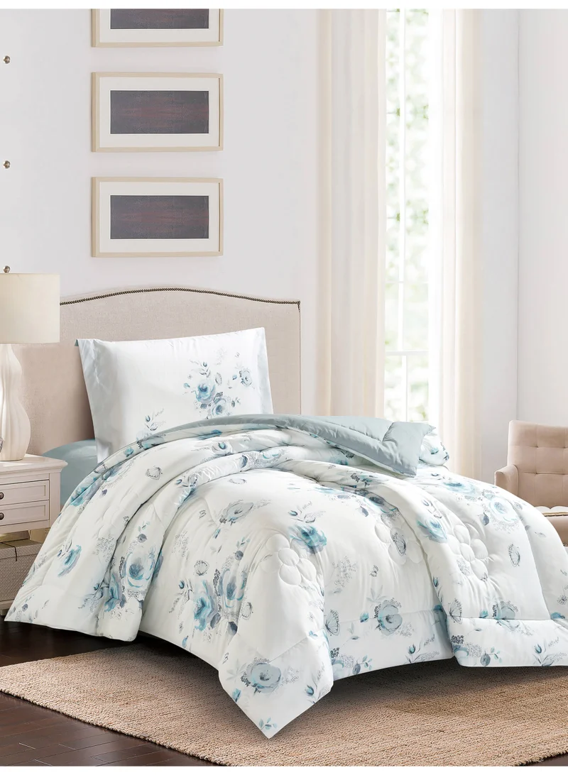 Donetella Bedding Comforter Set, twin Size 170x230 cm - 2-Pcs Digital Print Quilted Bed Set, Microfiber Fabric - 1 Comforter, 1 Pillow Shams.