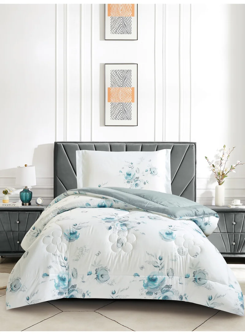 Donetella Bedding Comforter Set, twin Size 170x230 cm - 2-Pcs Digital Print Quilted Bed Set, Microfiber Fabric - 1 Comforter, 1 Pillow Shams.