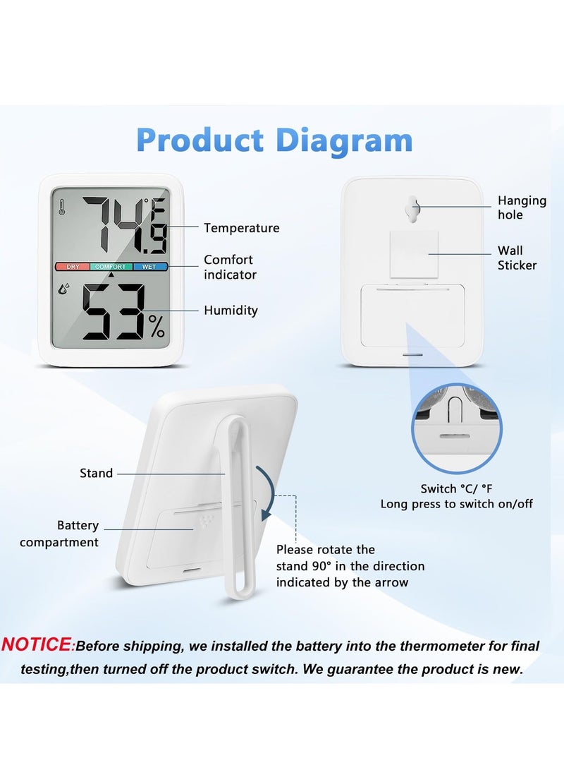 Digital Thermometer Hygrometer, LCD Screen Room Thermometer, Thermometer Hygrometer Indoor with High Accuracy, Suitable for Greenhouse, Home and Office Measuring Devices - Image 4