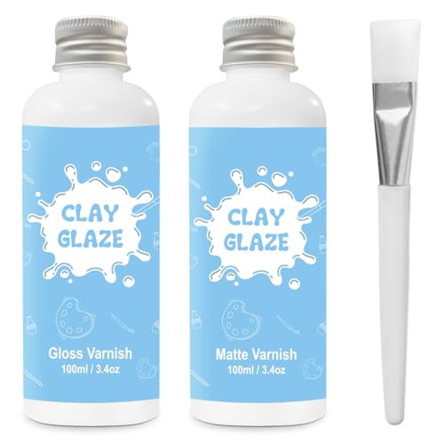 EIGTWEN 2 x 100ml Air Dry Clay Glaze, Gloss & Matte Finish, Prevents Cracking, Scratches, Watertight & Fireproof, Compatible with Clay, Plaster, Metal, Wood, Jewelry & More - Image 1