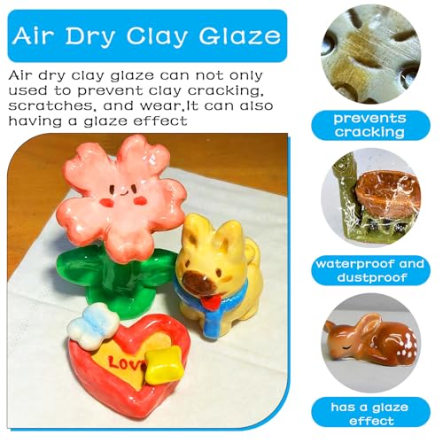 EIGTWEN 2 x 100ml Air Dry Clay Glaze, Gloss & Matte Finish, Prevents Cracking, Scratches, Watertight & Fireproof, Compatible with Clay, Plaster, Metal, Wood, Jewelry & More - Image 4