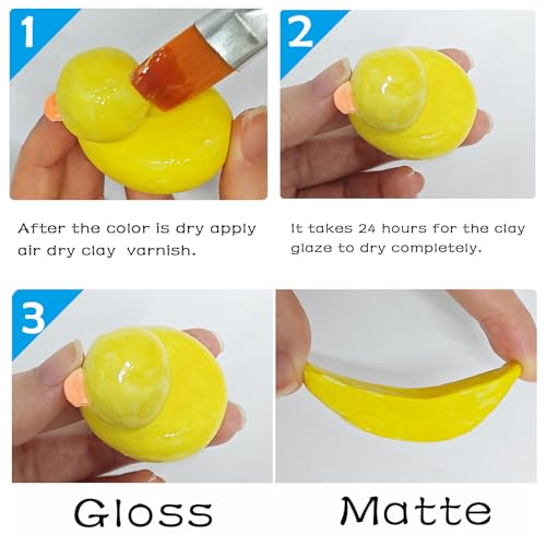 EIGTWEN 2 x 100ml Air Dry Clay Glaze, Gloss & Matte Finish, Prevents Cracking, Scratches, Watertight & Fireproof, Compatible with Clay, Plaster, Metal, Wood, Jewelry & More - Image 5