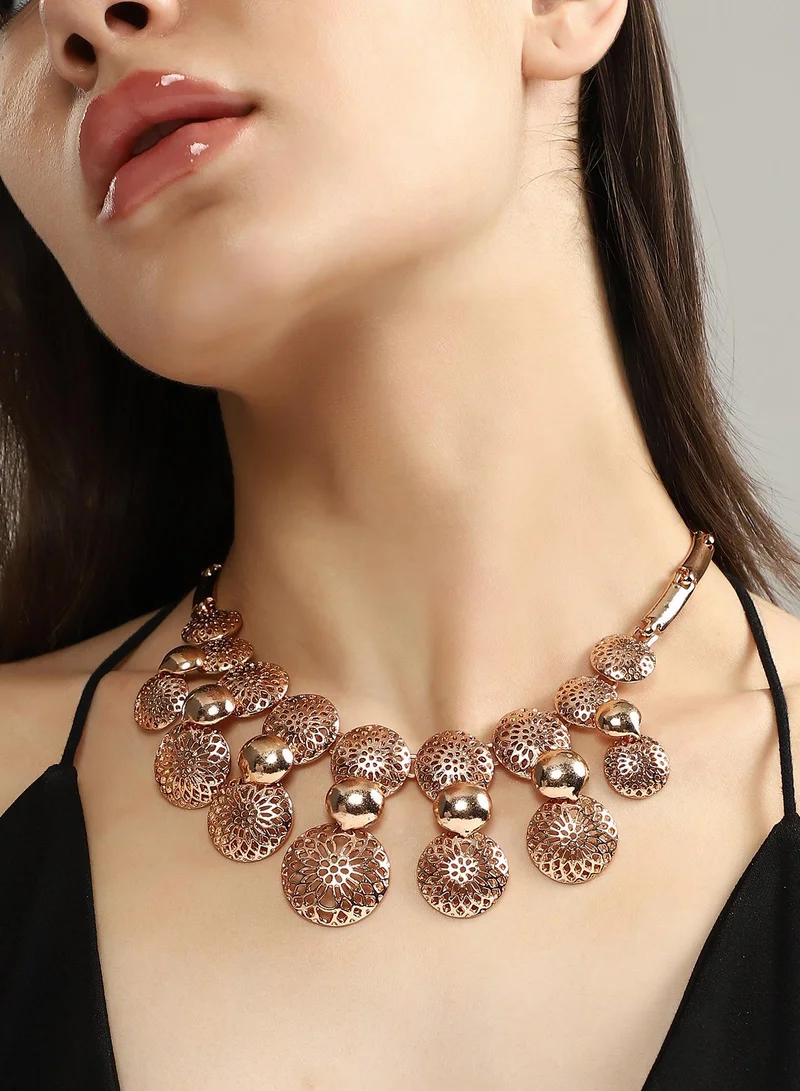 SOHI SOHI Women's The Amelie Statement Necklace For Party Wear | Champayne  Colour | Alloy Material | Lobster Clasp Closure | Metallic Necklace | Statement Necklace For Women & Girls