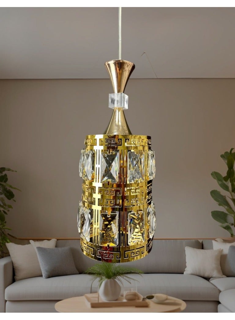 Modern single pendant, crystal, gold color, 1 bulb, code 104