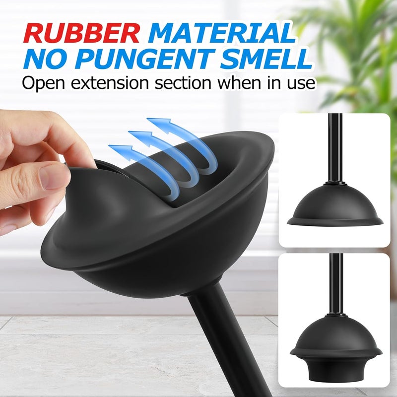 FORASTO 2 in 1 Toilet Plunger and Brush Set with Extended Handle and Groove Gap Brush - Image 4