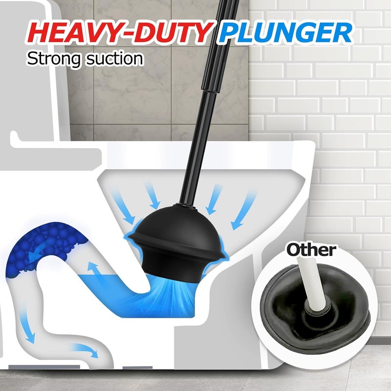 FORASTO 2 in 1 Toilet Plunger and Brush Set with Extended Handle and Groove Gap Brush - Image 3