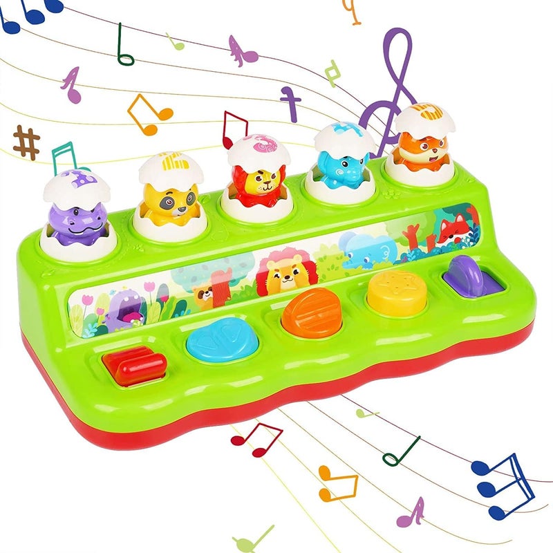 Pop Up Toys for 1 Year Old Boy Girl, Animals Eggs Toy with Music & Sound,Cute Jungle Pop Up Baby Toy,Early Developmental Montessori Cause and Effect Toys for Babies Girls - Image 1