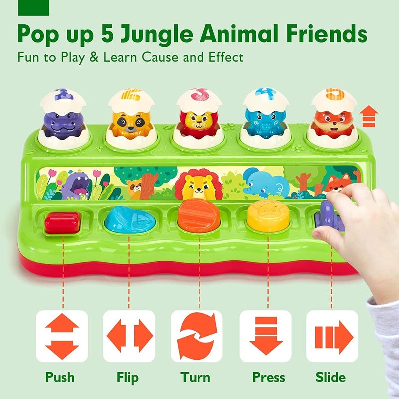 Pop Up Toys for 1 Year Old Boy Girl, Animals Eggs Toy with Music & Sound,Cute Jungle Pop Up Baby Toy,Early Developmental Montessori Cause and Effect Toys for Babies Girls - Image 3