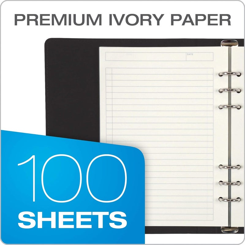 Oxford 6-Ring Professional Notebook, 7 X 9 Inch, Refillable Notebook, Ivory Paper, 100 Sheets, Black Faux Leather Cover (90004) - Image 5
