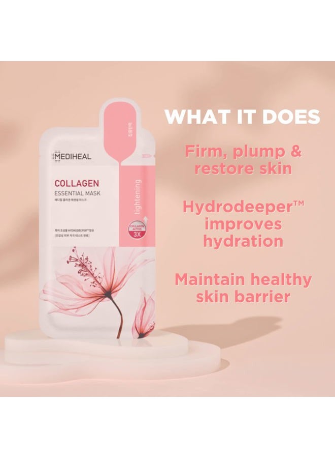 MEDIHEAL Official Best Korean Sheet Mask - Collagen Essential Face Mask 10 Sheets Lifting and Firming For All Skin Types Value Sets - Image 2