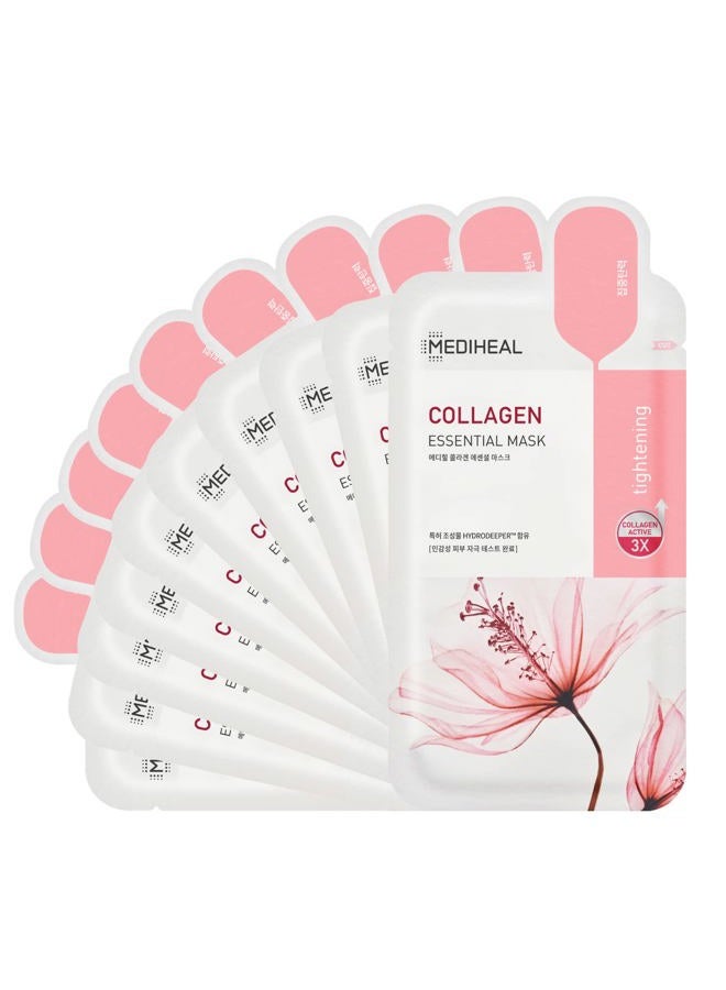 MEDIHEAL Official Best Korean Sheet Mask - Collagen Essential Face Mask 10 Sheets Lifting and Firming For All Skin Types Value Sets - Image 1